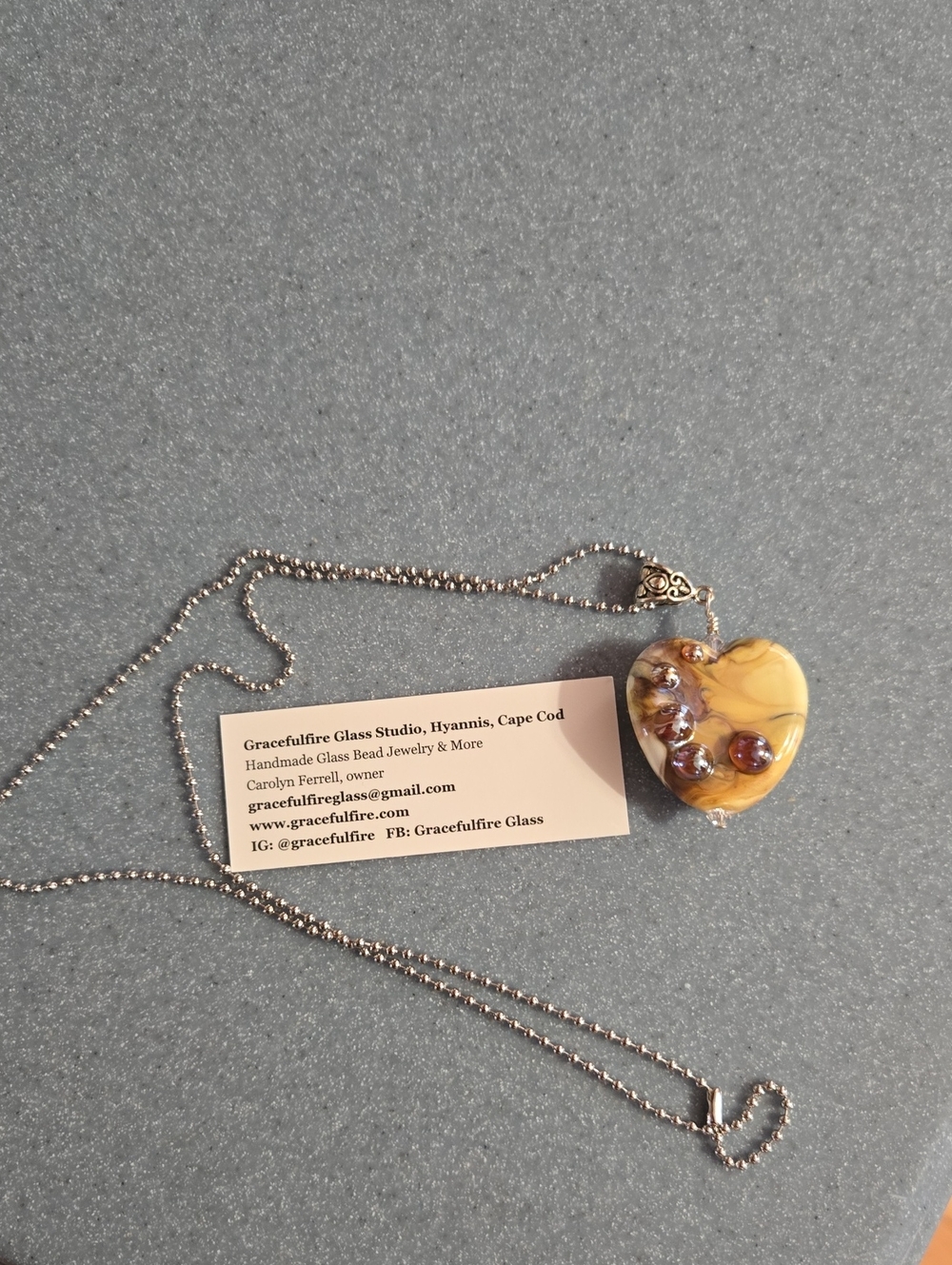 Gracefulfire Glass Yellow Heart Glass Pendant Necklace